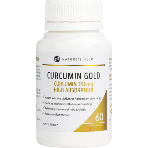 NATURE'S HELP Curcumin Gold 396mg High Absorption Capsules 60 Caps