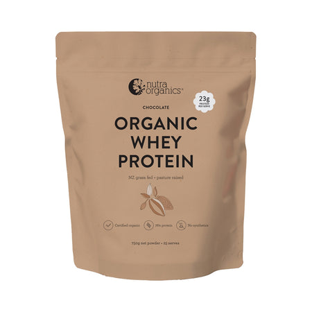 Nutra Organics Organic Whey Protein Nz Grass Fed + Pasture Raised Chocolate 750g