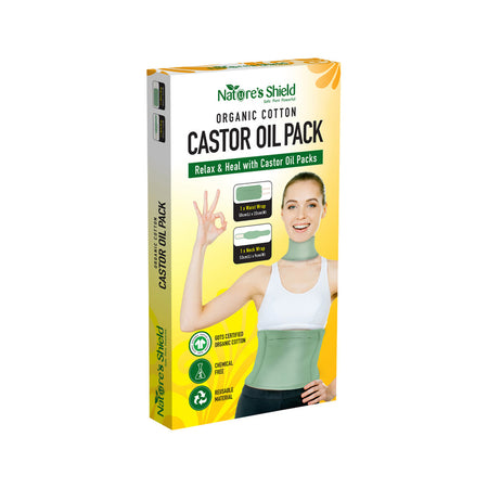 Nature's Shield Organic Cotton Castor Oil Pack Waist Wrap 50cm x 22cm + Neck Wrap 53cm x 9cm