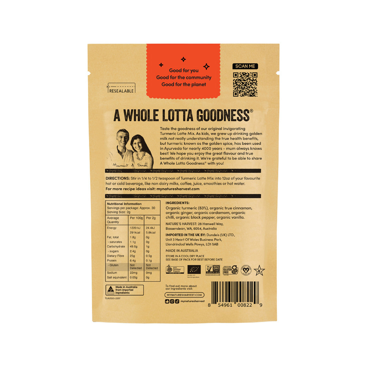 Nature's Harvest Organic Turmeric Latte Mix 60g