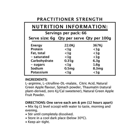 NiOx Health Nitric Oxide Infusion Green Apple 400g