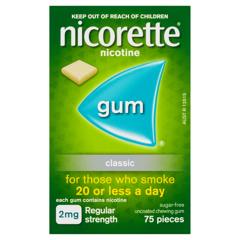 Nicorette Quit Smoking Regular Strength Nicotine Gum Classic 75