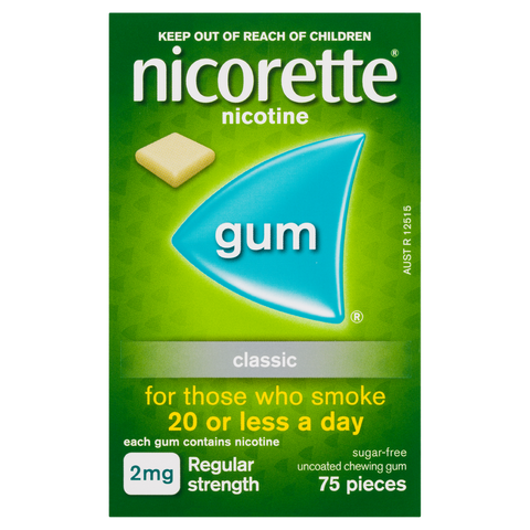 Nicorette Quit Smoking Regular Strength Nicotine Gum Classic 75
