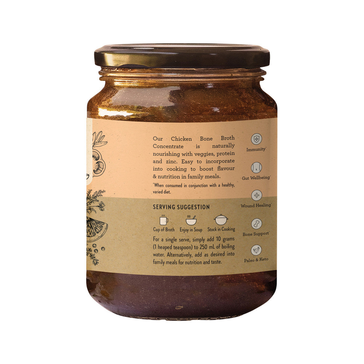 Nutra Organics Bone Broth Chicken Concentrate Lemon & Paprika 250g