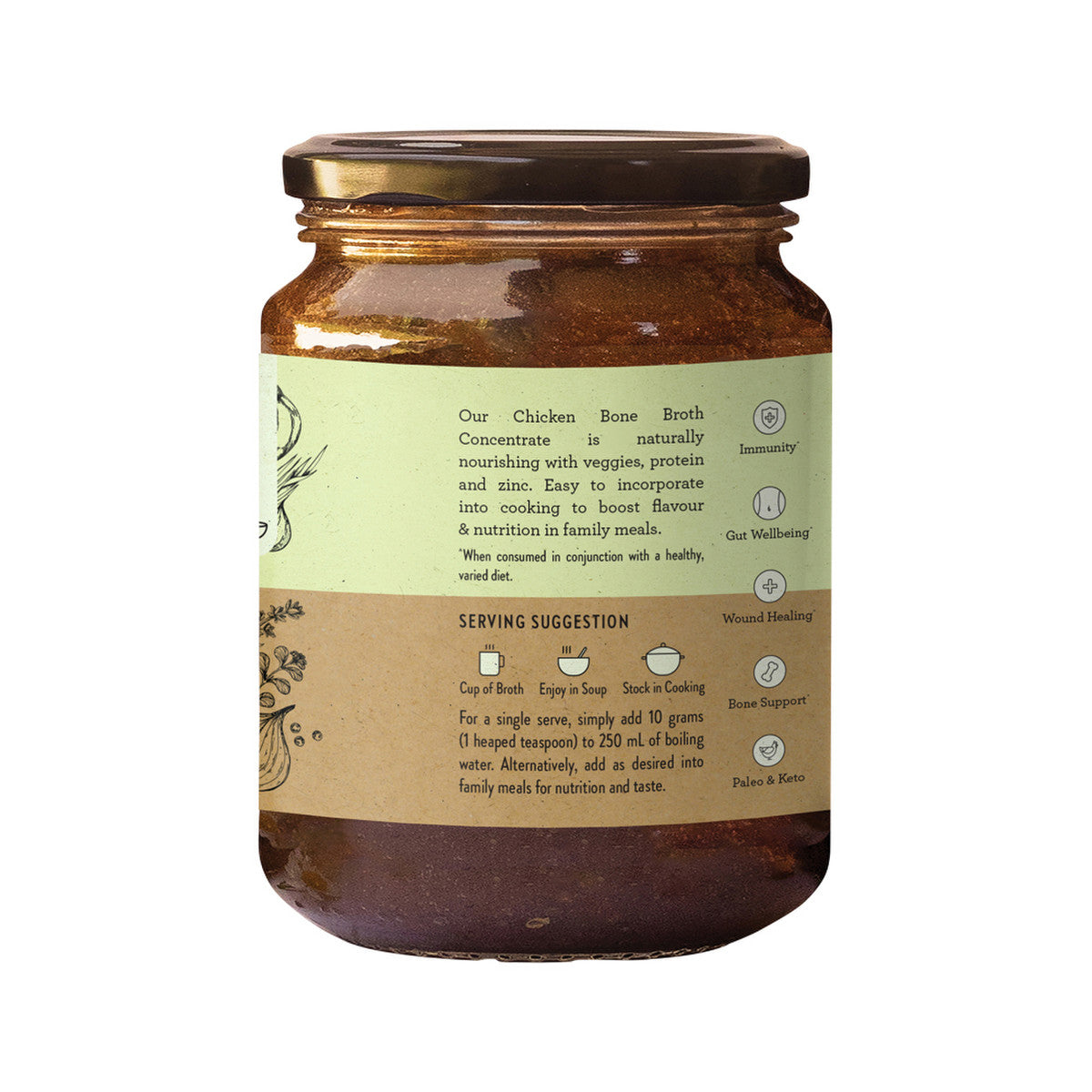 Nutra Organics Bone Broth Chicken Concentrate Native Herbs 250g