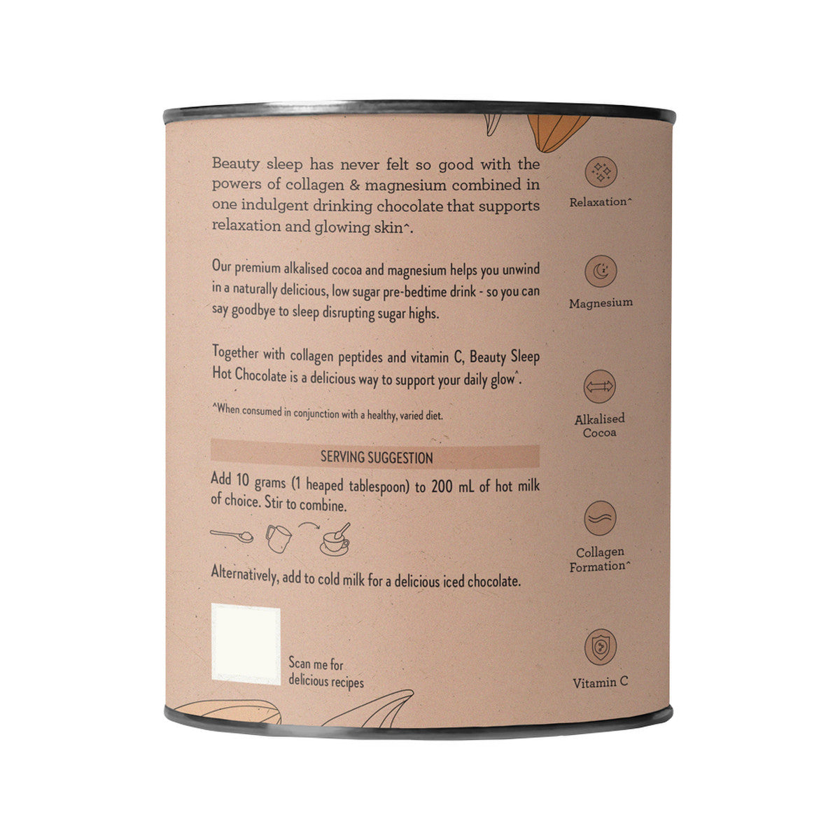 Nutra Organics Beauty Sleep Hot Chocolate Indulgent Natural Drinking Chocolate 200g