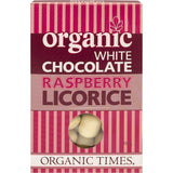 ORGANIC TIMES White Chocolate Raspberry Licorice 150g