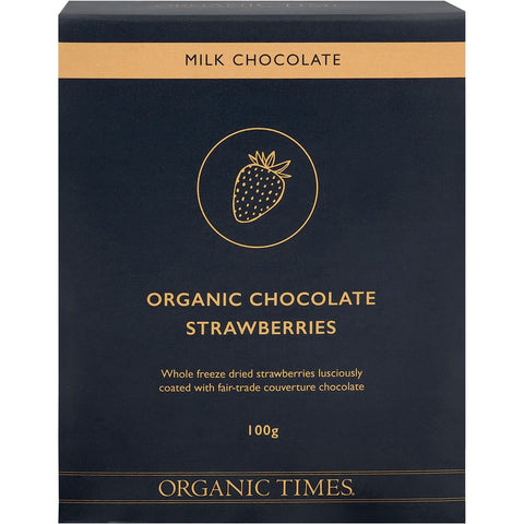 ORGANIC TIMES Milk Chocolate Strawberries 100g