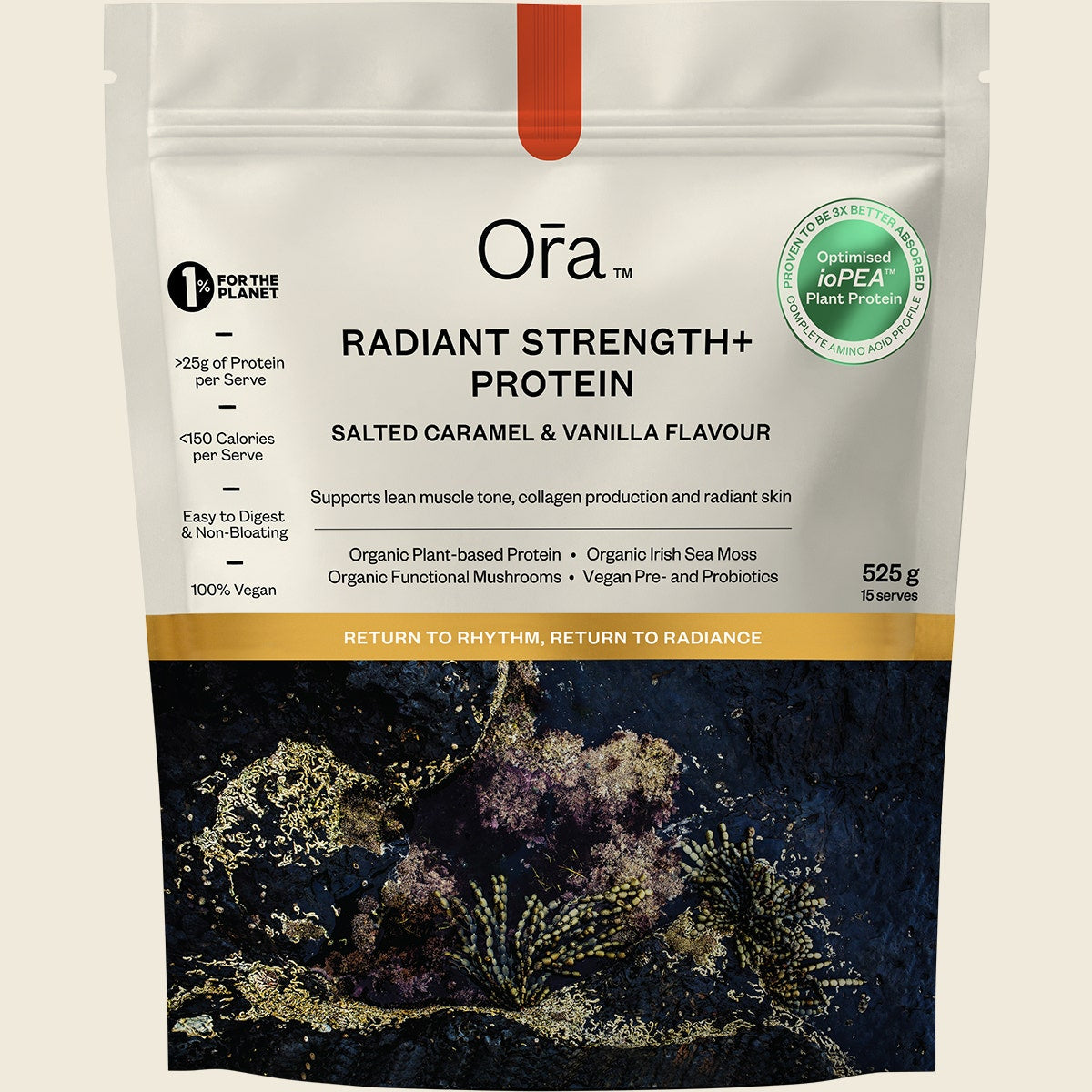 Ora Health Radiant Strength+ Protein Salted Caramel & Vanilla 525g