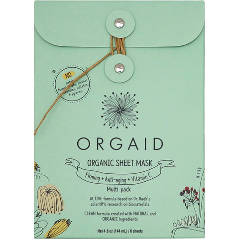 ORGAID Organic Sheet Mask Greek Yogurt, Anti-Aging + Vitamin C 6x24ml