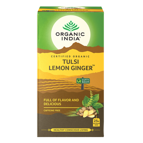 Organic India Tulsi Tea Lemon Ginger x 25 Tea Bags (Pack of 5)