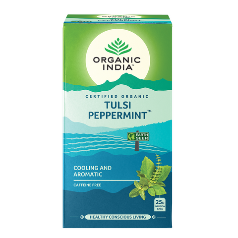 Organic India Tulsi Tea Peppermint x 25 Tea Bags (Pack of 5)