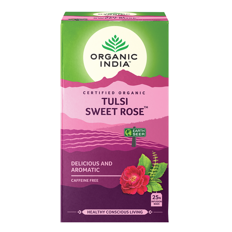Organic India Tulsi Tea Sweet Rose x 25 Tea Bags (Pack of 5)