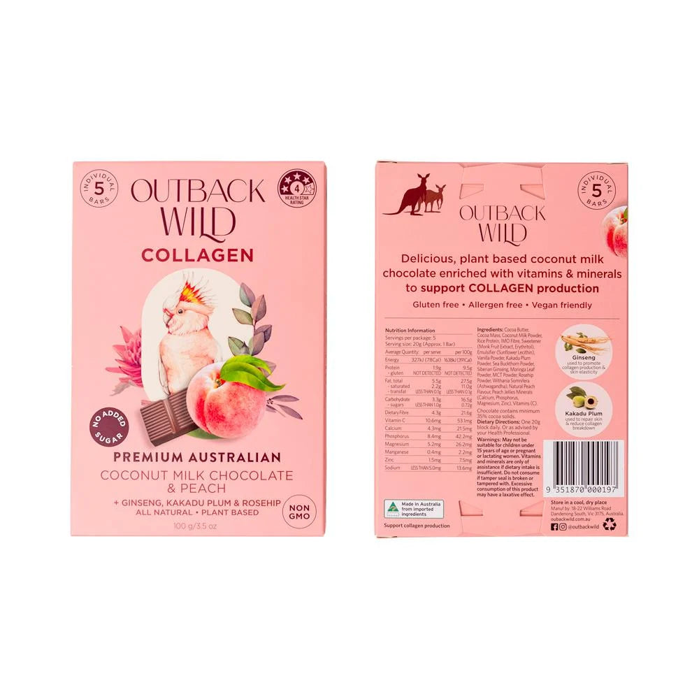 Outback Wild Collagen Coconut Milk Chocolate & Peach 20g X 5pk