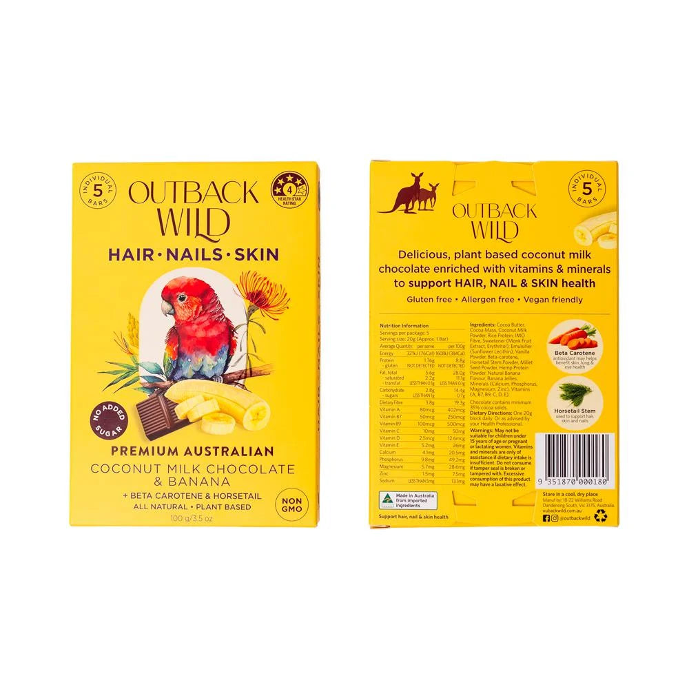 Outback Wild Hair Skin Nails Coconut Milk Chocolate & Banana 20g X 5pk