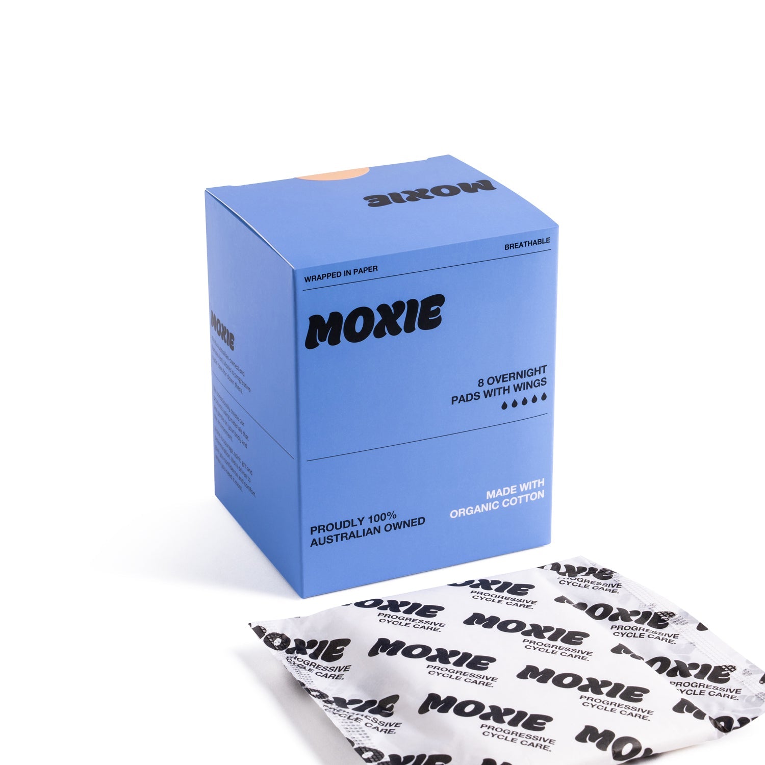 Moxie Org Cotton Overnight Pads 8pk