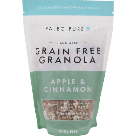 Paleo Pure Organic Grain Free Apple & Cinnamon Granola 300g