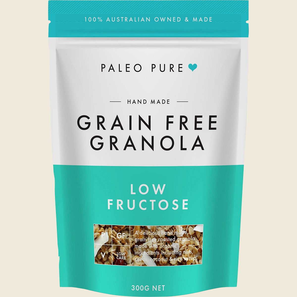 Paleo Pure Organic Grain Free Granola Low Fructose 300g