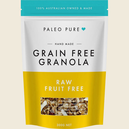 Paleo Pure Organic Grain Free Granola Raw Fruit Free 300g