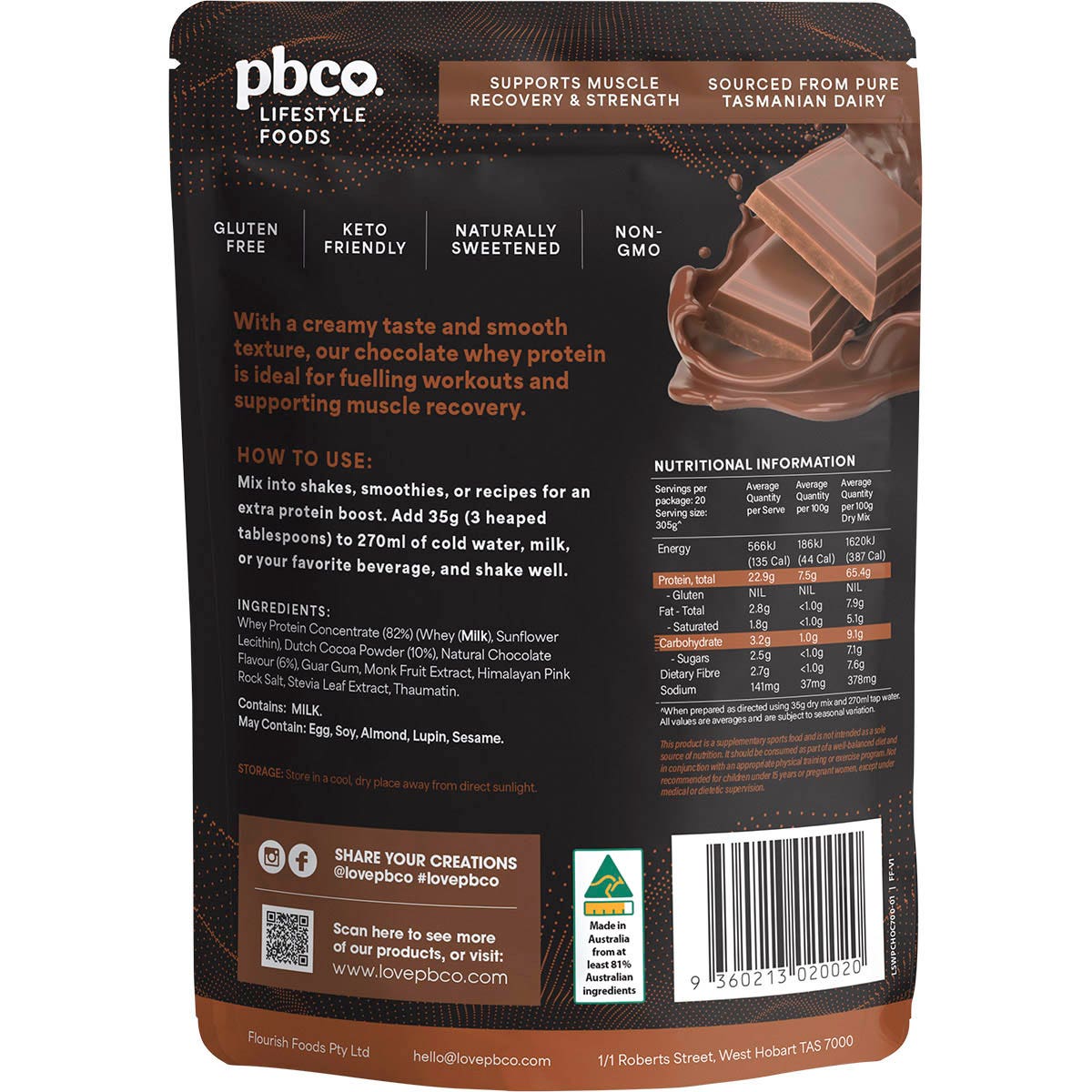 PBCo Whey Protein Concentrate Chocolate 700g