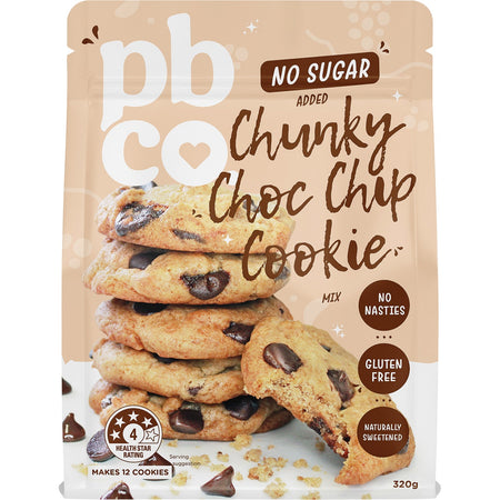 PBCO Chunky Choc Chip Cookie Mix No Sugar Added 320g