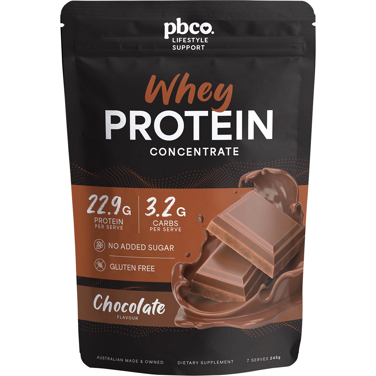 PBCo Whey Protein Concentrate Chocolate 245g