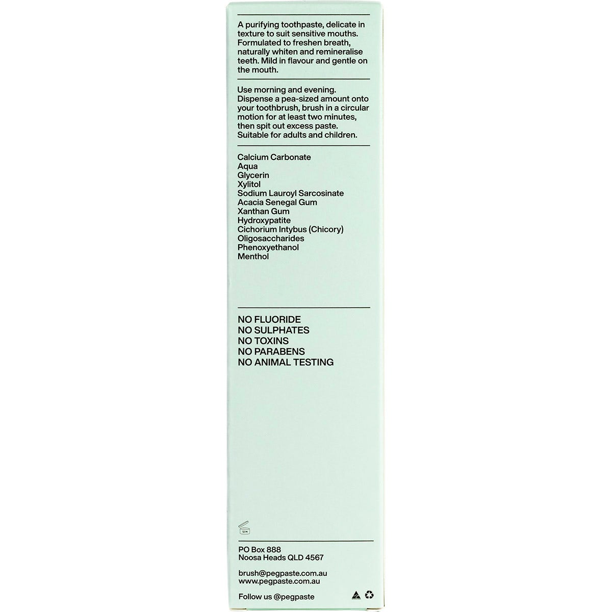 Peg Paste Natural Toothpaste With Hydroxyapatite Natural Mint 190g