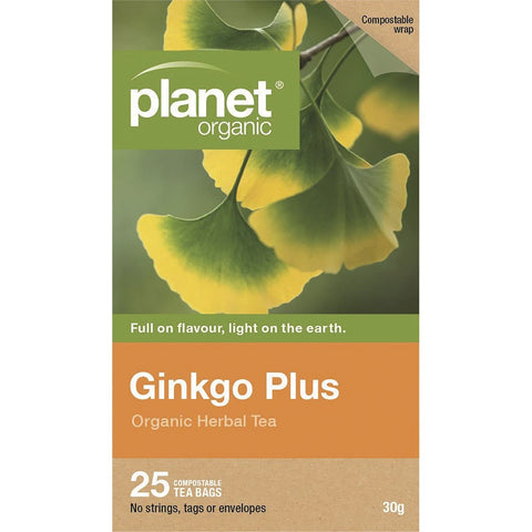 PLANET ORGANIC Herbal Tea Bags Ginkgo Plus (With Green Tea) 25