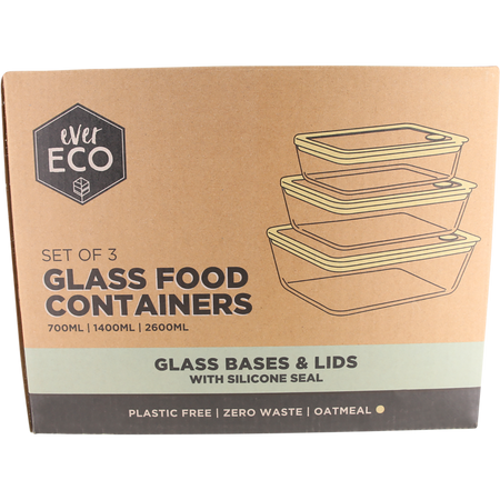 Ever Eco Glass Food Containers Oatmeal 3 Pack