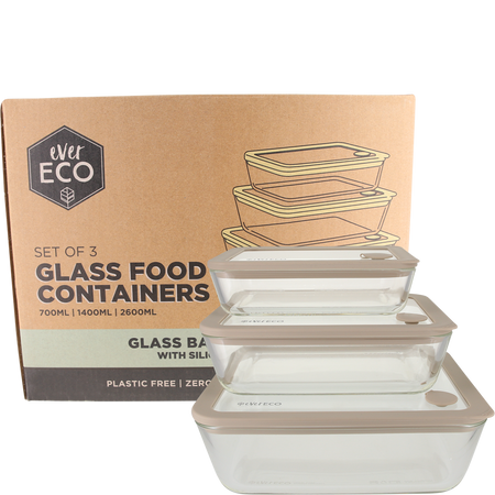 Ever Eco Glass Food Containers Oatmeal 3 Pack