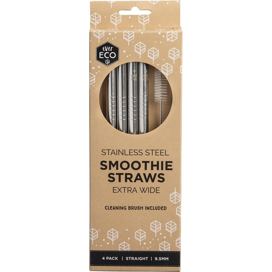 EVER ECO Stainless Steel Straws Straight Smoothie 4pk