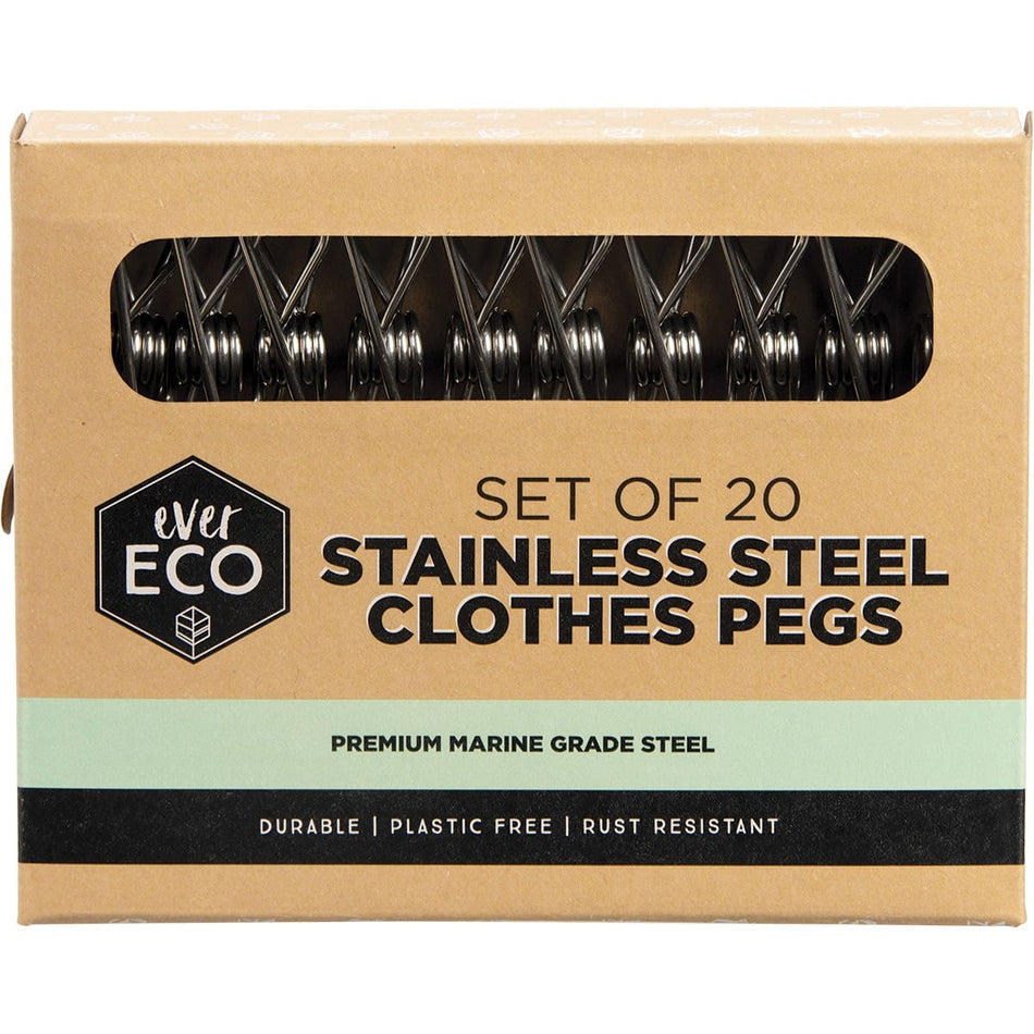EVER ECO Stainless Steel Clothes Pegs Premium Marine Grade 20