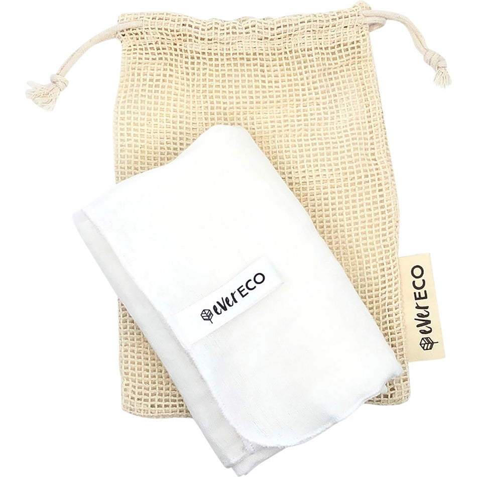 EVER ECO Muslin Facial Cloths With Cotton Wash Bag 2