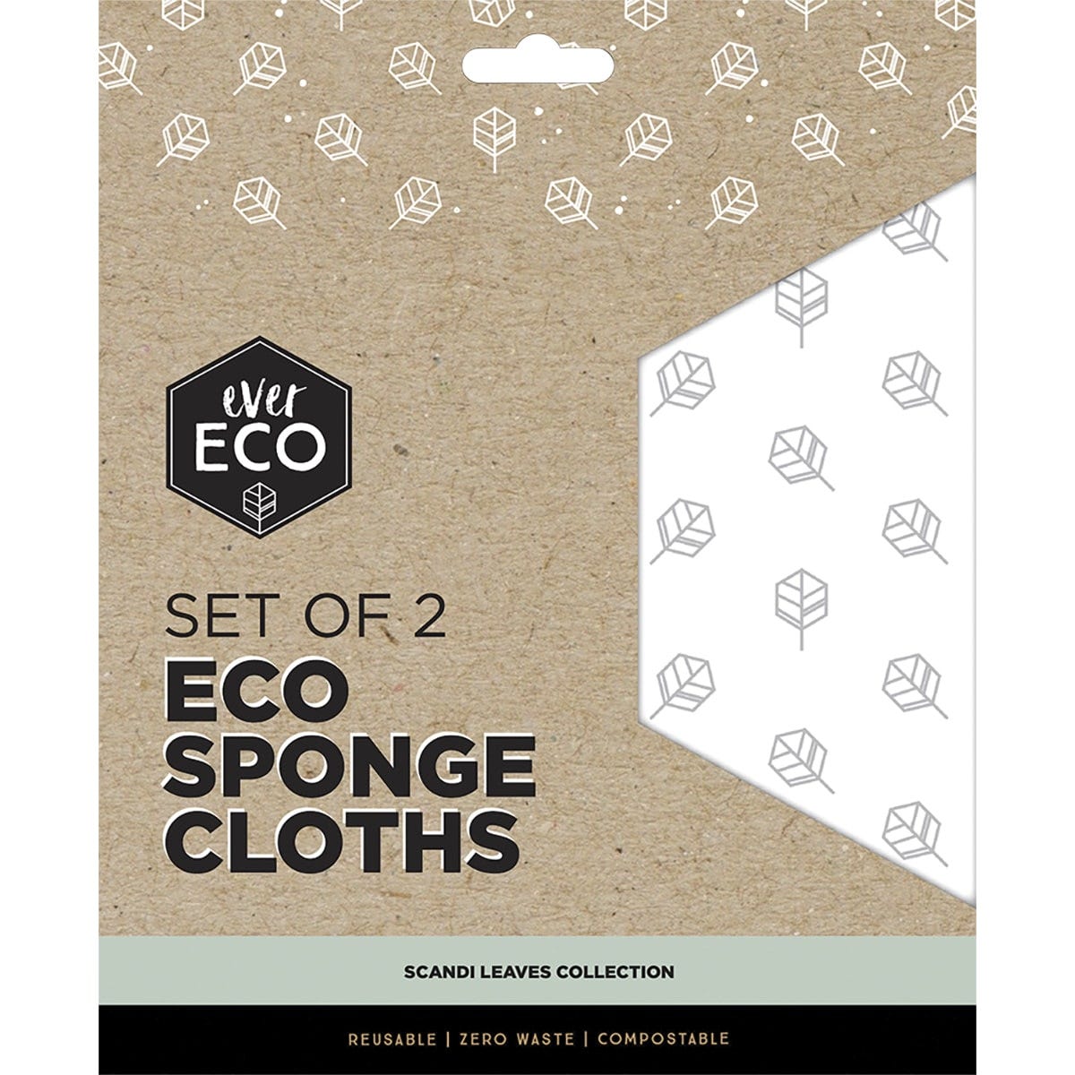 Ever Eco Eco Sponge Cloths Scandi Leaves Collection 2 Pack