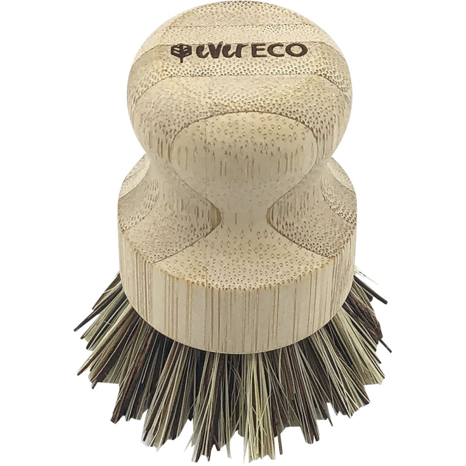 EVER ECO Pot Scrubber Bamboo Handle, Palm Leaf Bristles 1