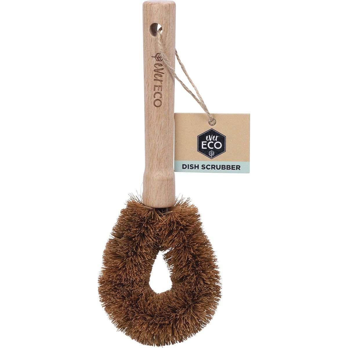 EVER ECO Dish Scrubber Beech Wood Handle, Coconut Bristles