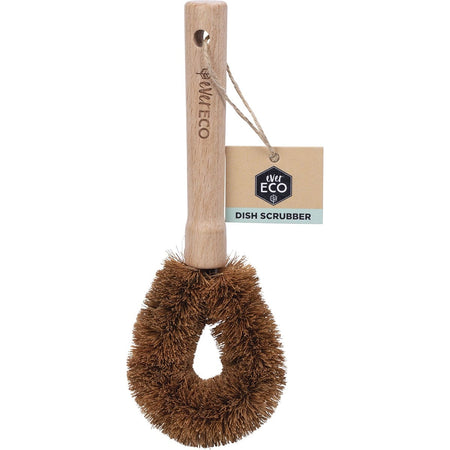 EVER ECO Dish Scrubber Beech Wood Handle, Coconut Bristles
