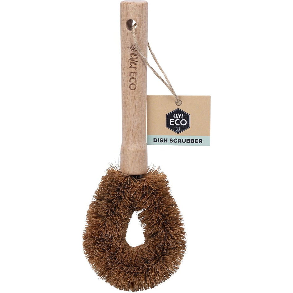EVER ECO Dish Scrubber Beech Wood Handle, Coconut Bristles