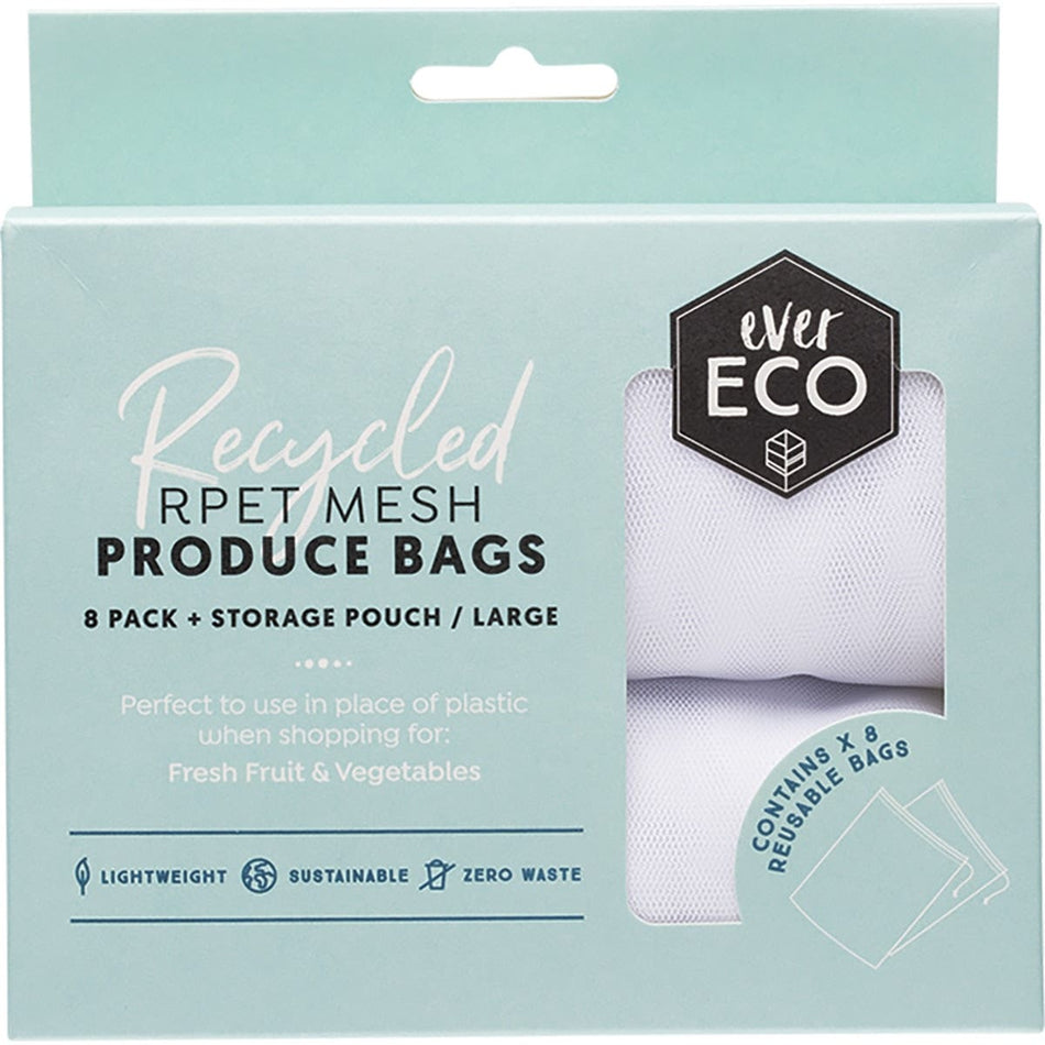 EVER ECO Reusable Produce Bags Recycled Polyester Mesh 8pk