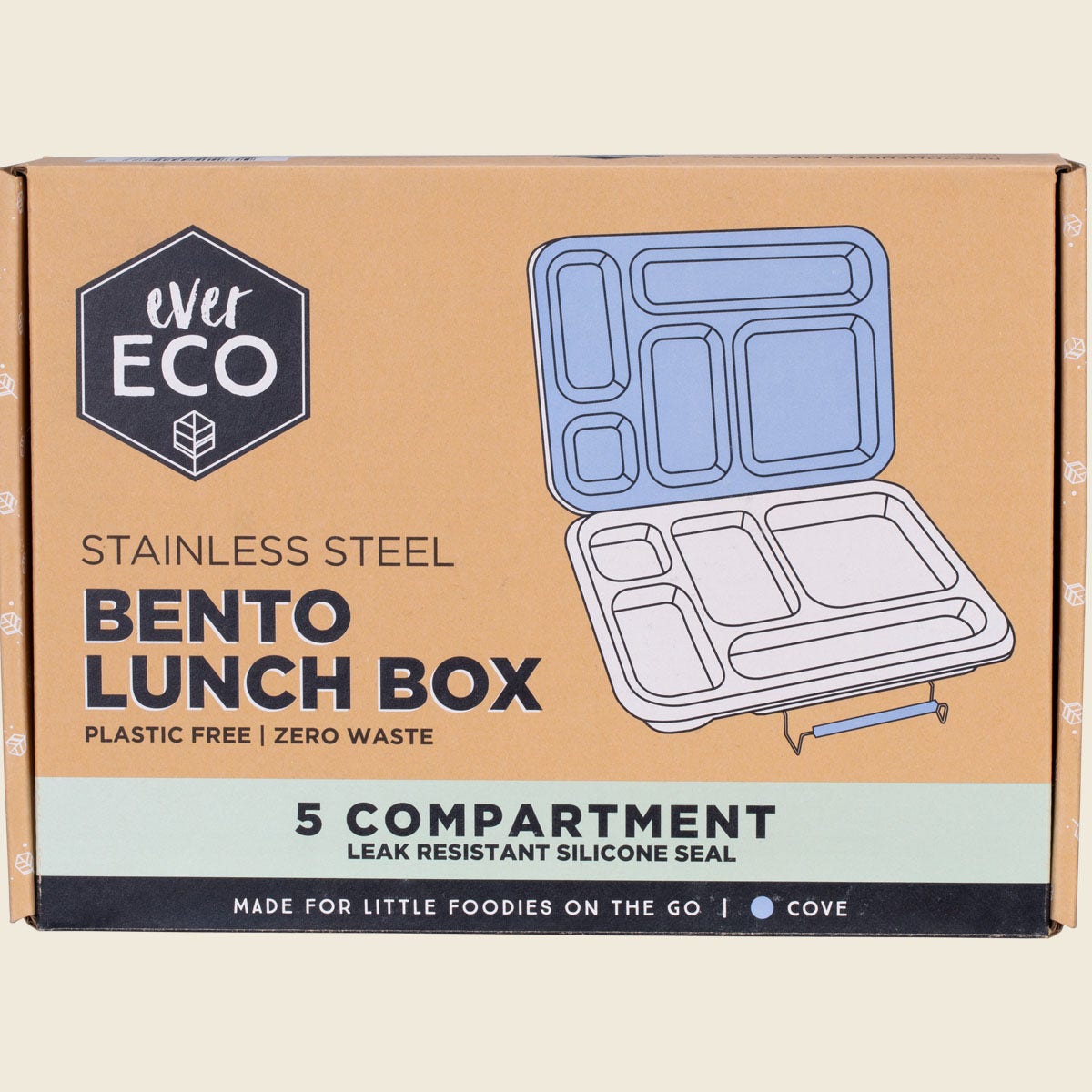 Ever Eco Stainless Steel 5 Compartment Bento Lunch Box Cove 1pc
