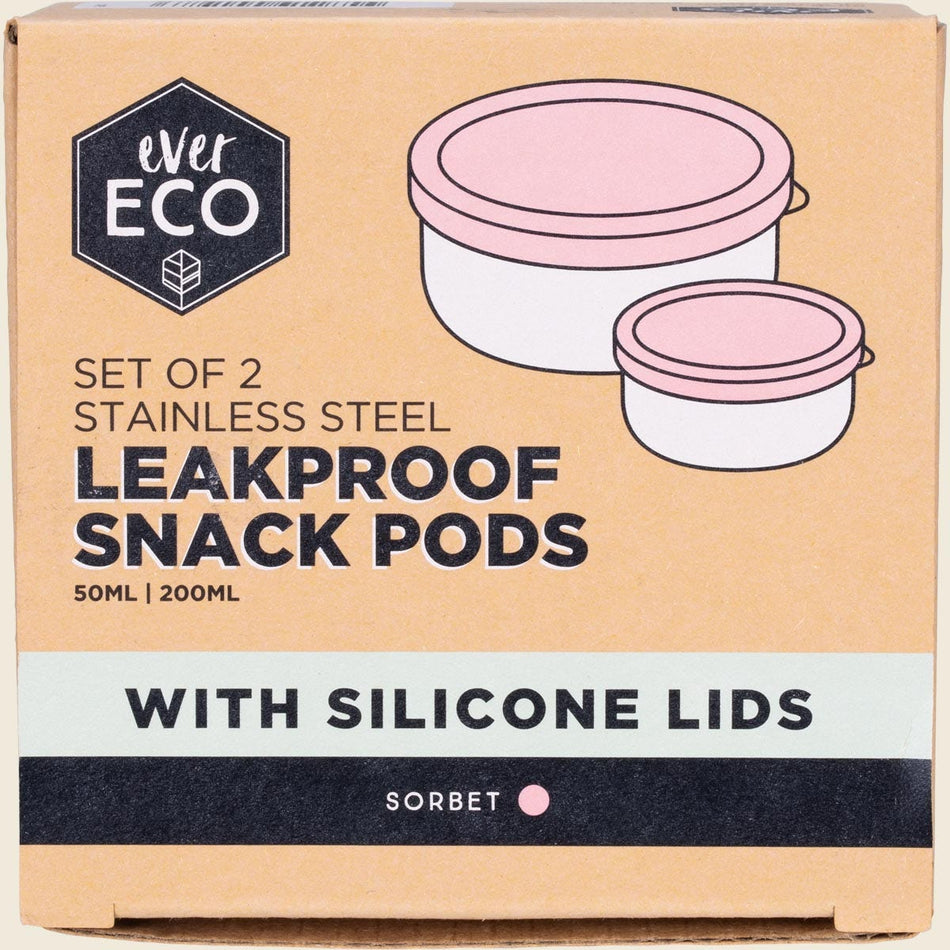 Ever Eco Stainless Steel Leakproof Snack Pods Sorbet 2pk