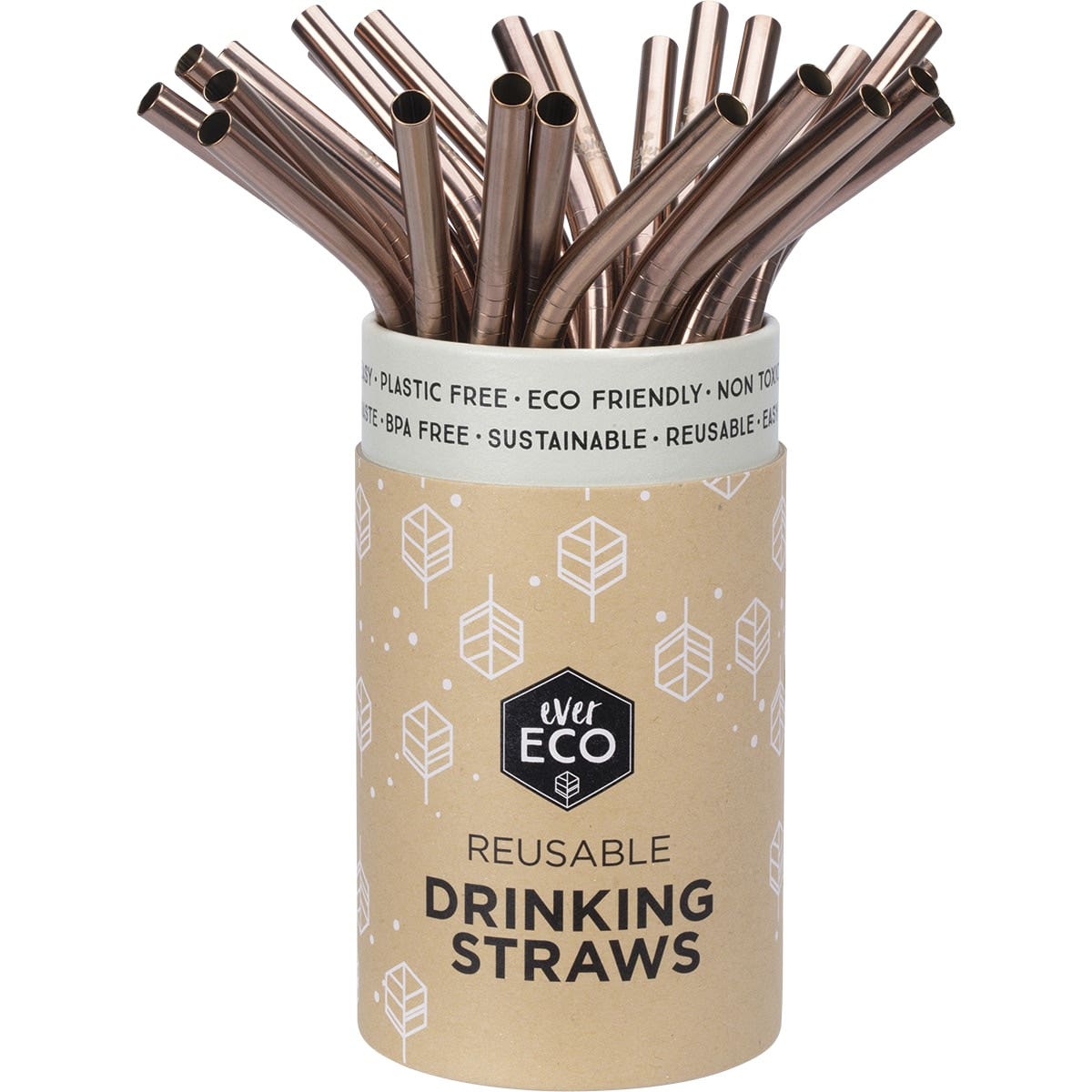 EVER ECO Stainless Steel Straws Bent Rose Gold x25