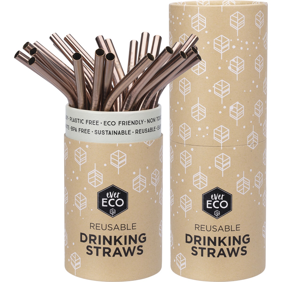 EVER ECO Stainless Steel Straws Bent Rose Gold x25