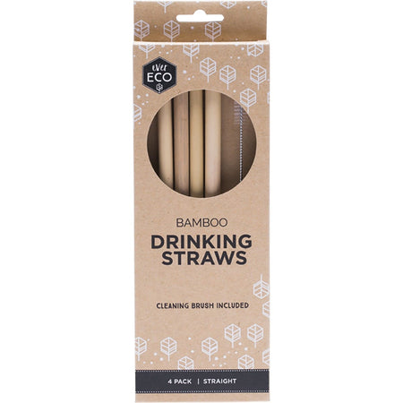 Ever Eco Bamboo Straws Straight Cleaning brush included 4 Pack