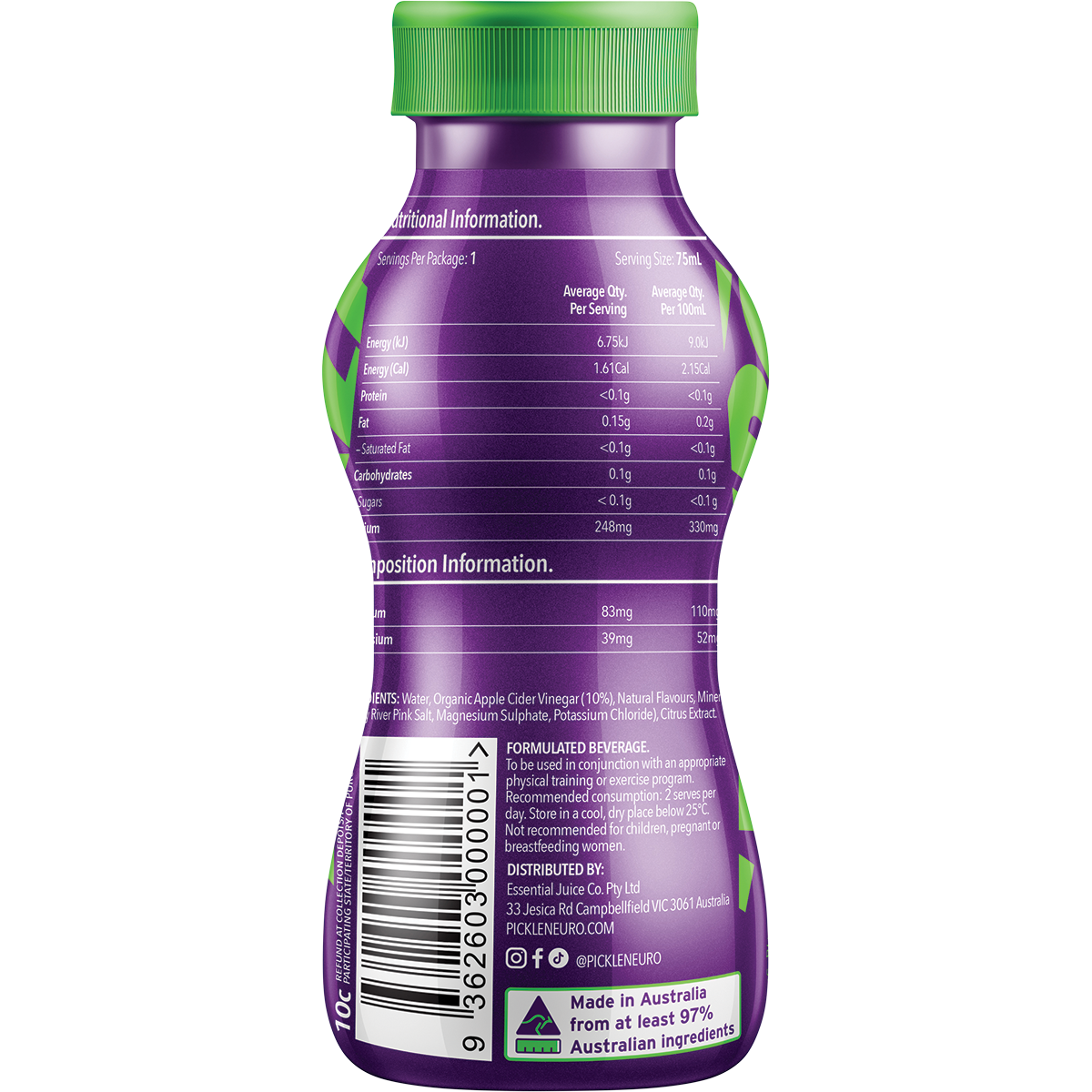 Pickle Juice Neuro Electrolyte Shot 75ml x 12 Pack