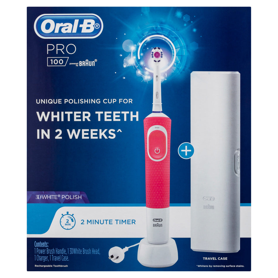 Oral B Pro 100 3D White Polish Power Toothbrush Pink