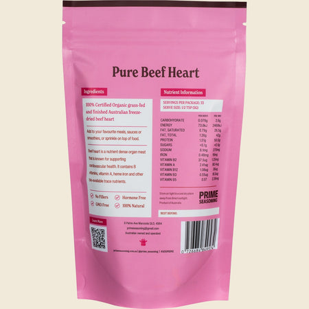 Prime Seasoning Organic Pure Freeze Dried Beef Heart Powder 100g