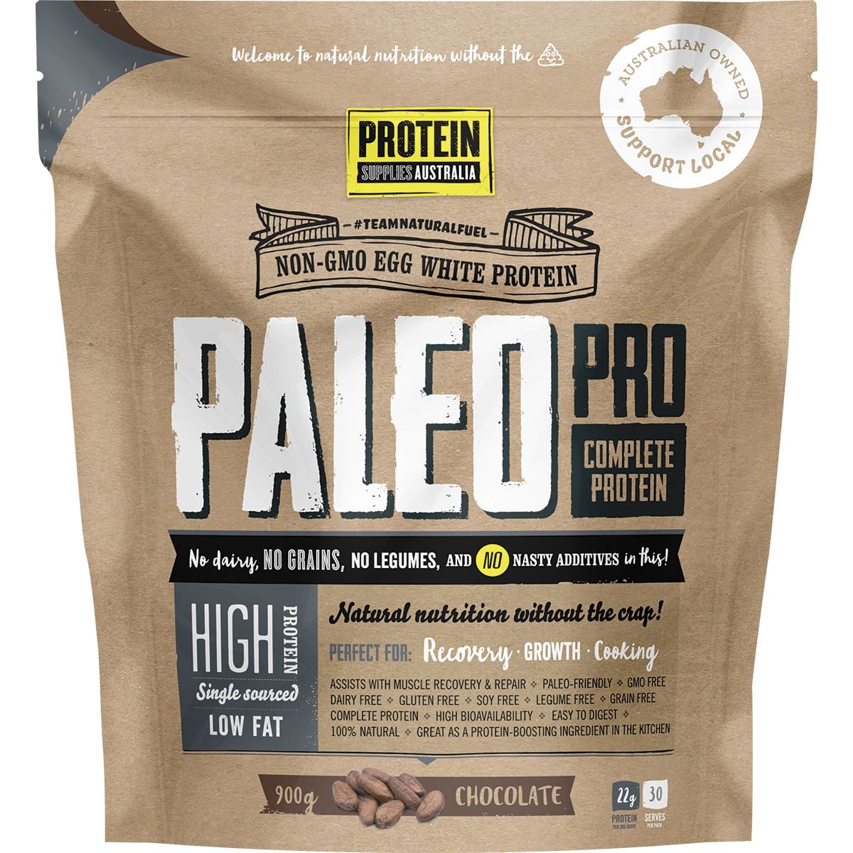PROTEIN SUPPLIES AUSTRALIA PaleoPro Egg White Protein Chocolate 900g