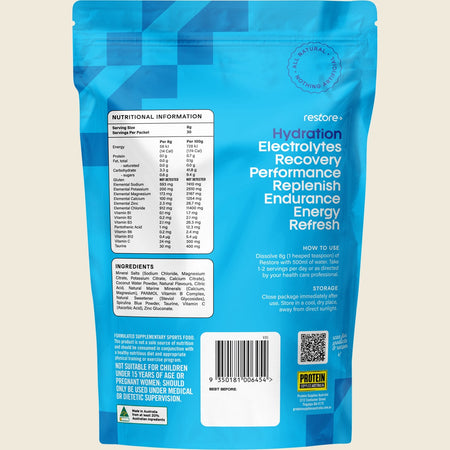 Protein Supplies Australia Restore Electrolyte Drink Mix Blue Raspberry 240g