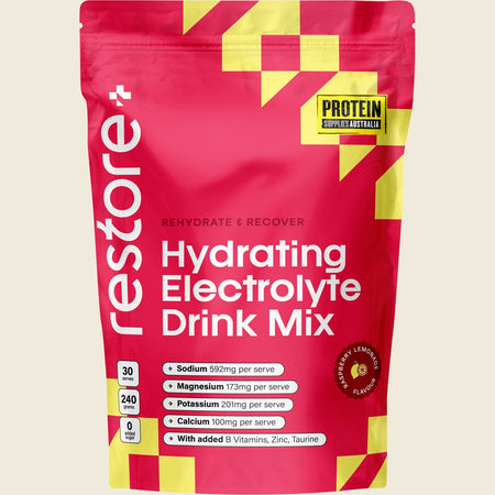 Protein Supplies Australia Restore Electrolyte Drink Mix Raspberry Lemonade 240g